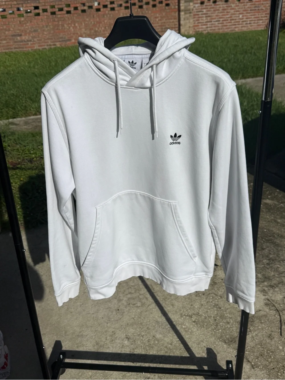 adidas White Trefoil Hoodie with Kangaroo Pocket
